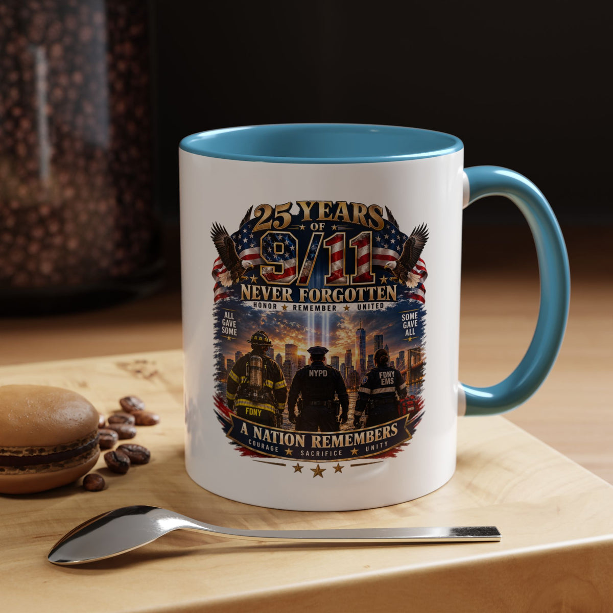 11oz/15oz Coffee Mug — 25 Years of 9/11 Never Forgotten Memorial Design