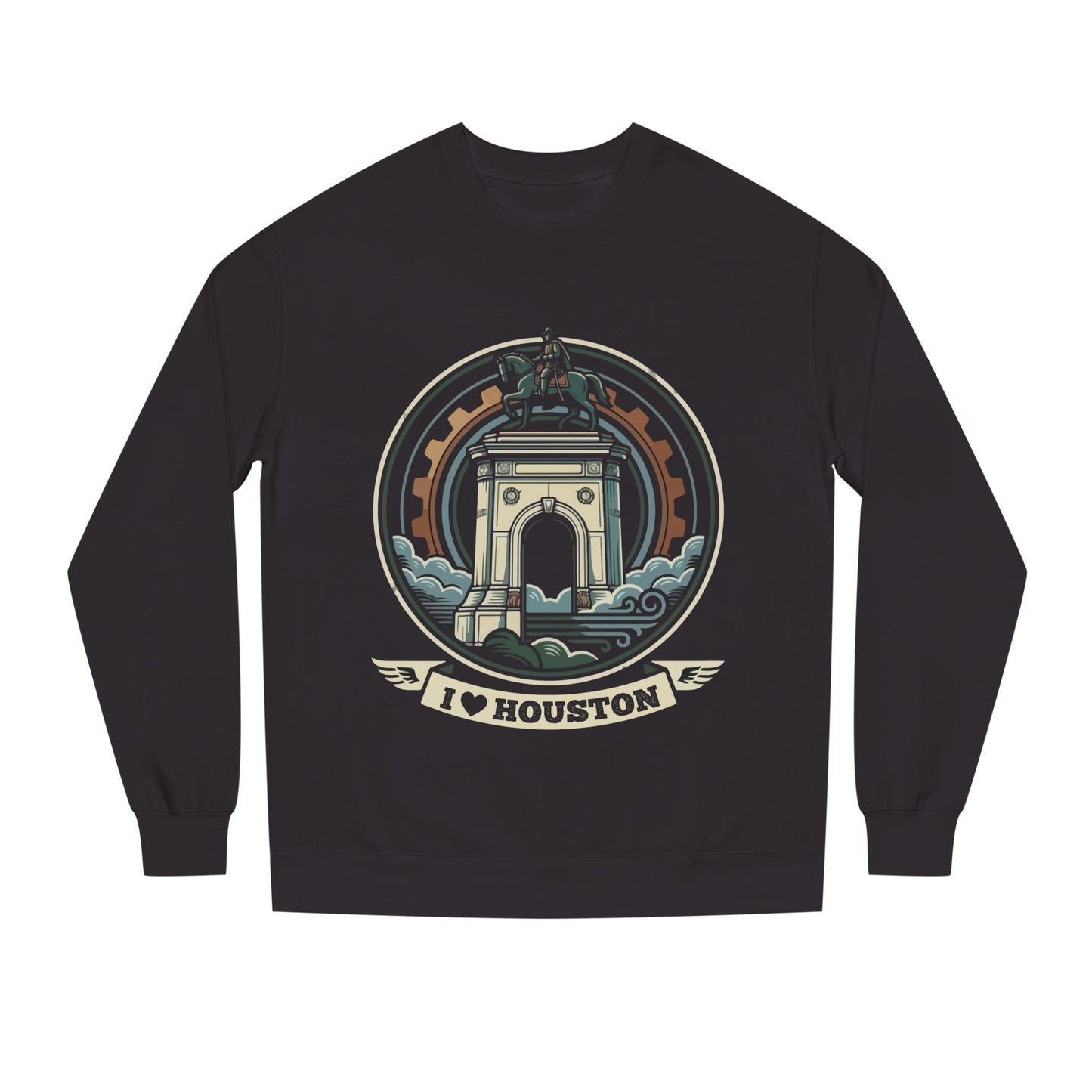 Houston Arch Retro Crewneck Sweatshirt — I  Houston Graphic