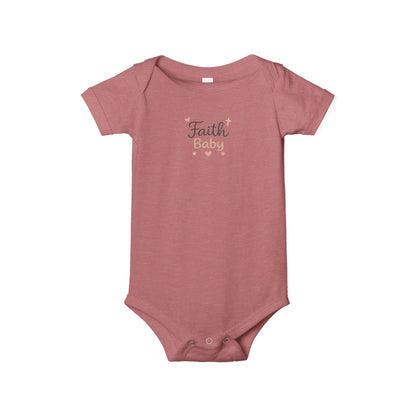 Faith Baby Infant Bodysuit – Cute Religious Baby One-Piece with Hearts