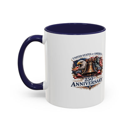 250th Anniversary Accent Coffee Mug — Patriotic United States Bell & Eagle Design (11/15 oz)
