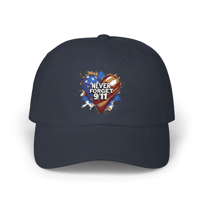Dad Cap - "Never Forget 9/11" Heart American Flag Tribute Cap