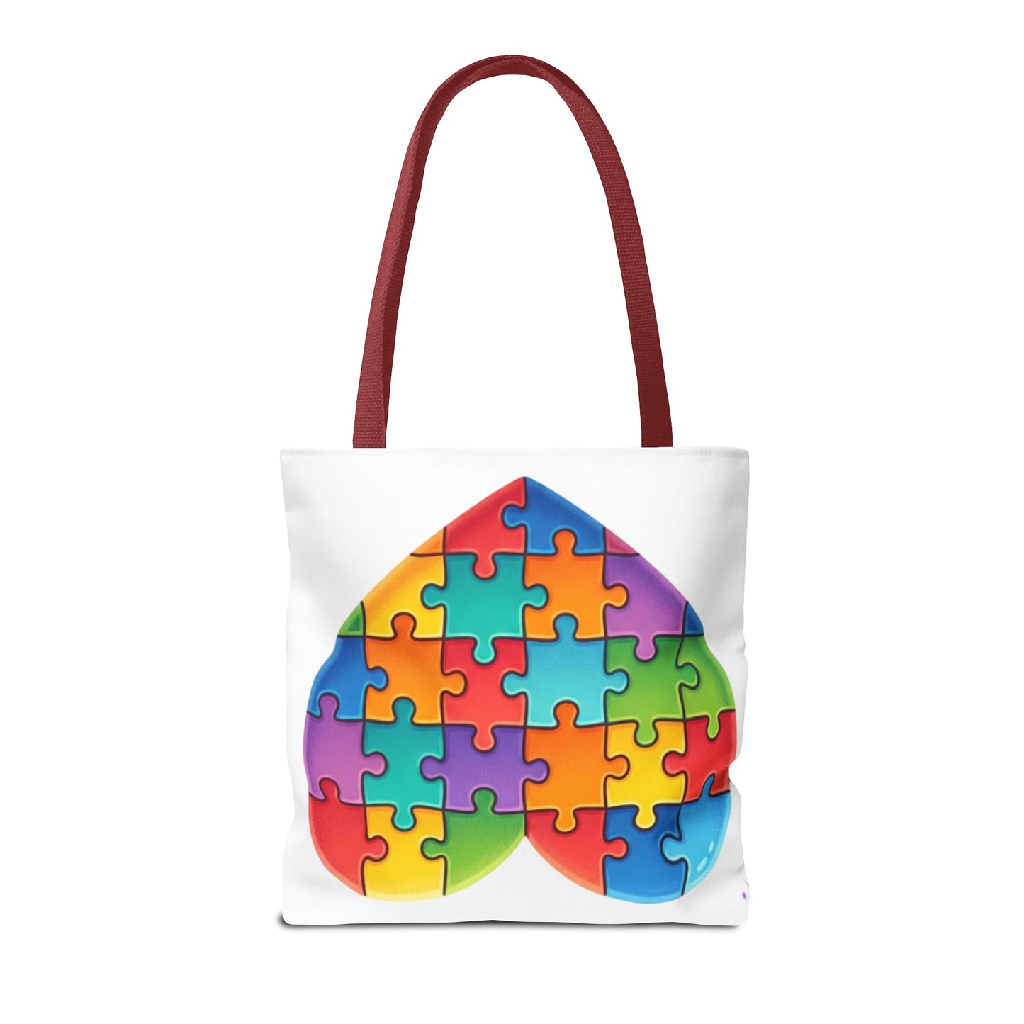 Autism Puzzle Heart Tote Bag - Colorful Awareness Canvas Tote