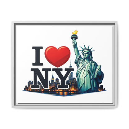I Love NY Statue of Liberty Matte Framed Canvas