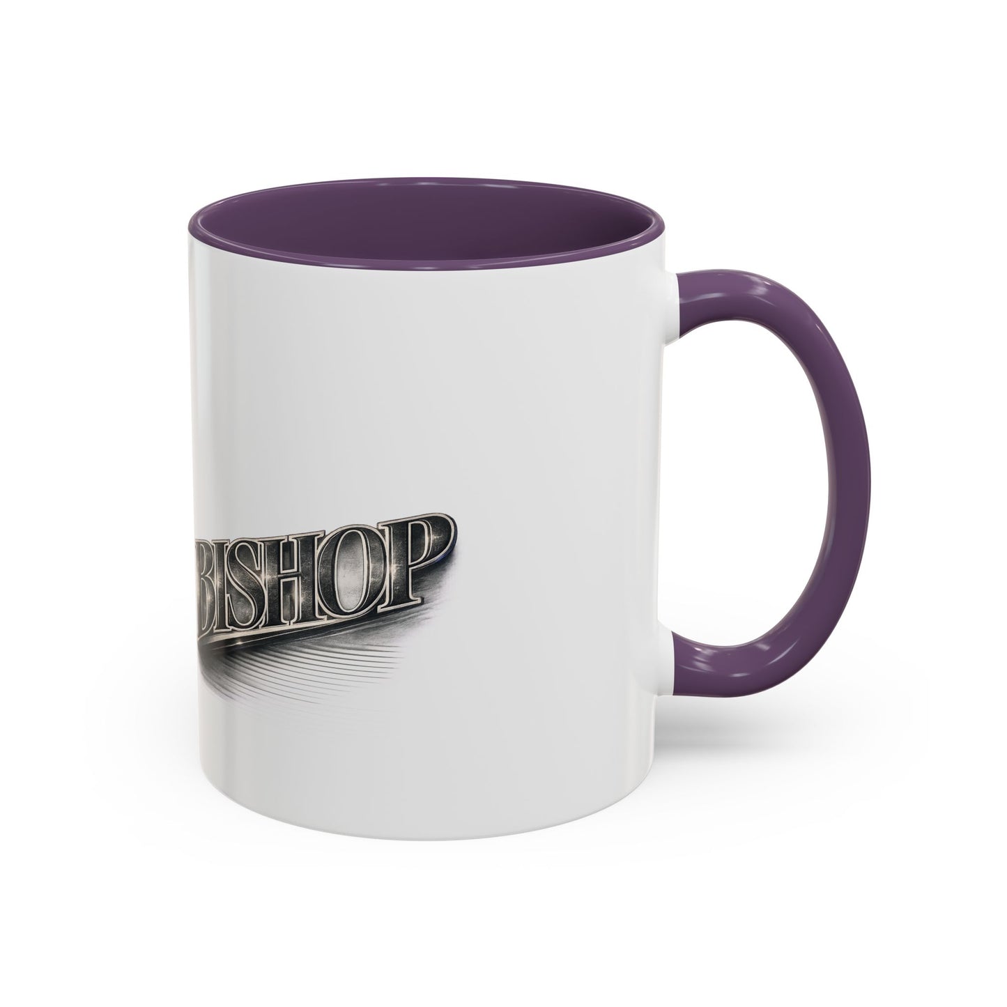 Vintage 'Bishop' Accent Coffee Mug — Retro Metallic Text Ceramic Mug (11/15oz)
