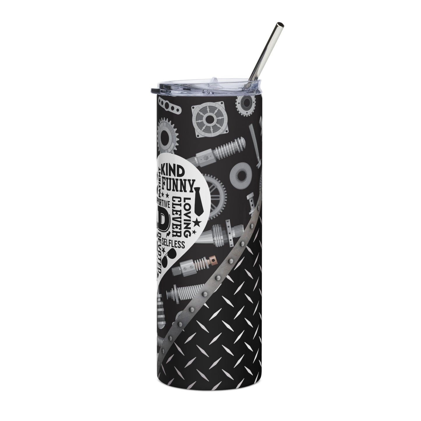 Dad Word Cloud 20oz Stainless Steel Tumbler — Mechanic Gear Design