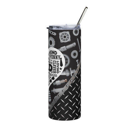 Dad Word Cloud 20oz Stainless Steel Tumbler — Mechanic Gear Design
