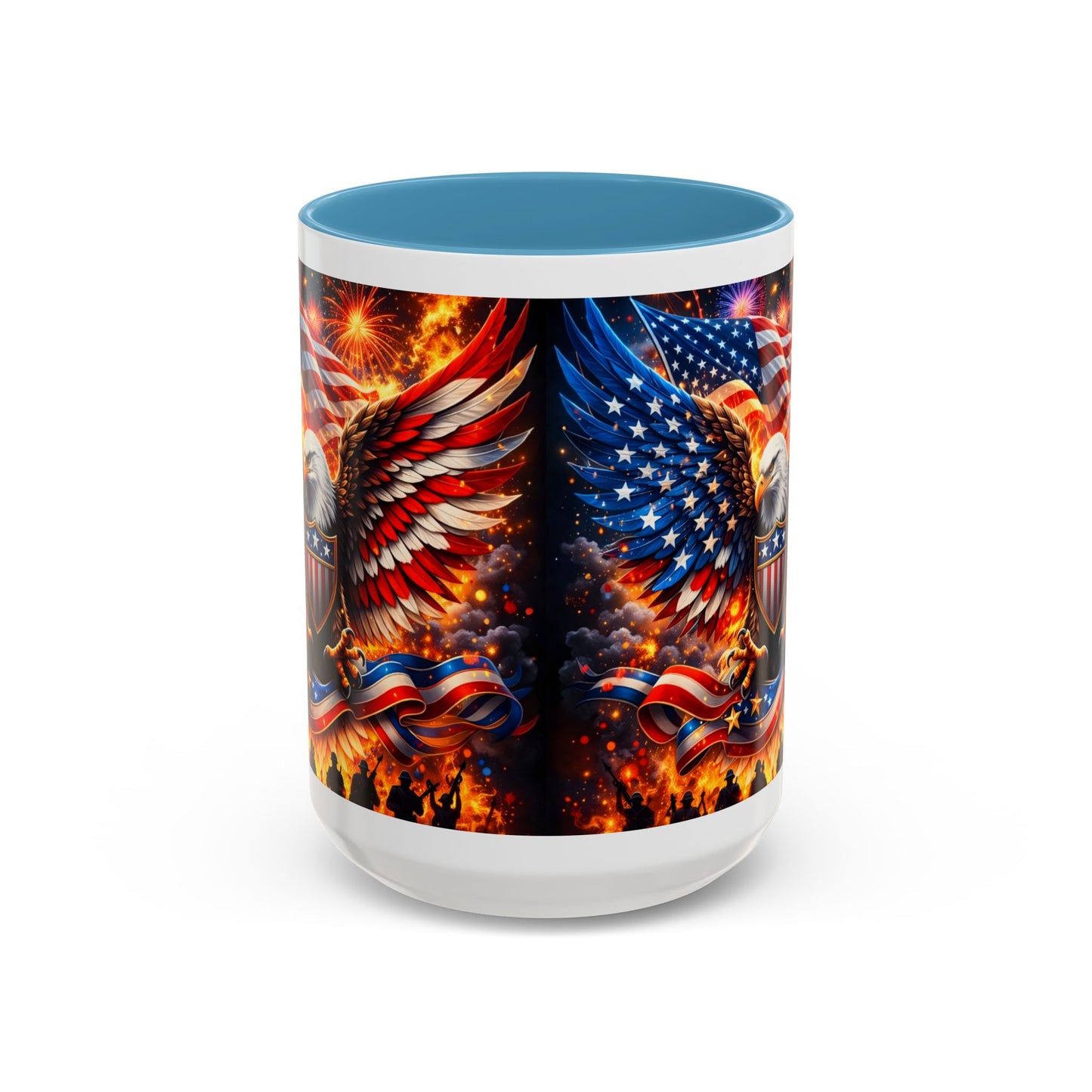 Patriotic Eagle Coffee Mug — American Flag Bald Eagle Accent Mug (11/15oz)
