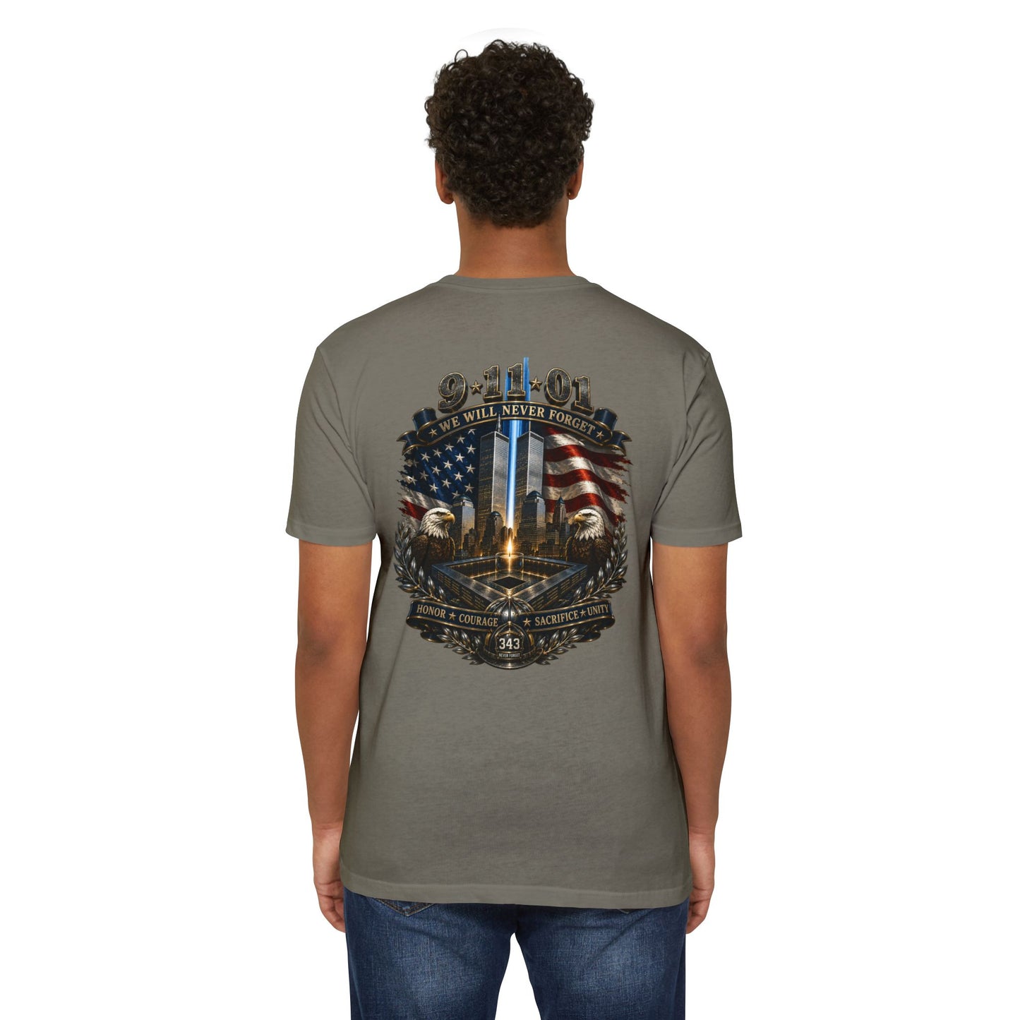9/11 Never Forget Tribute T-Shirt — World Trade Center Memorial Tee