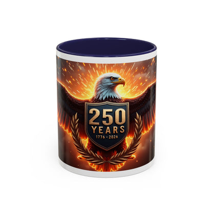 250 Years Eagle Coffee Mug — Patriotic Anniversary Ceramic Accent Mug (11/15oz)