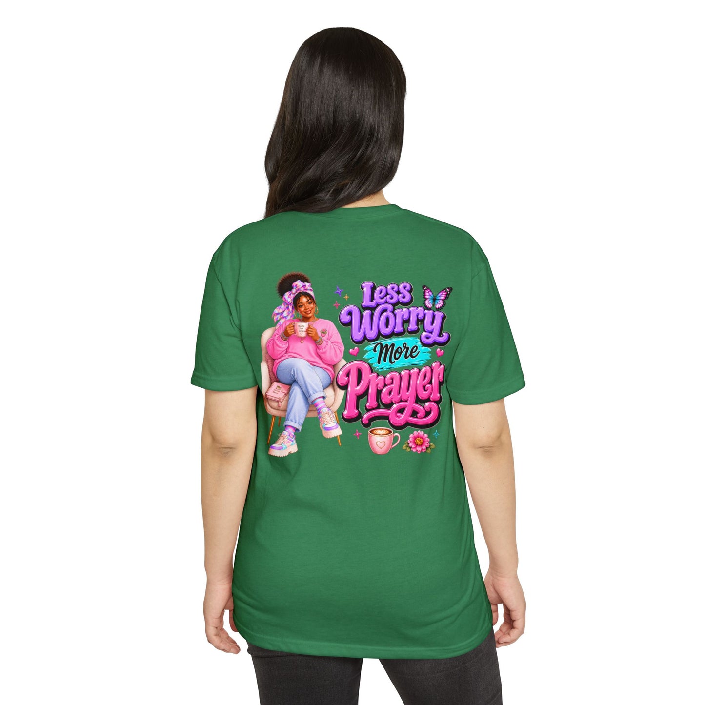 Less Worry More Prayer Tee — Inspirational Christian Graphic T-Shirt