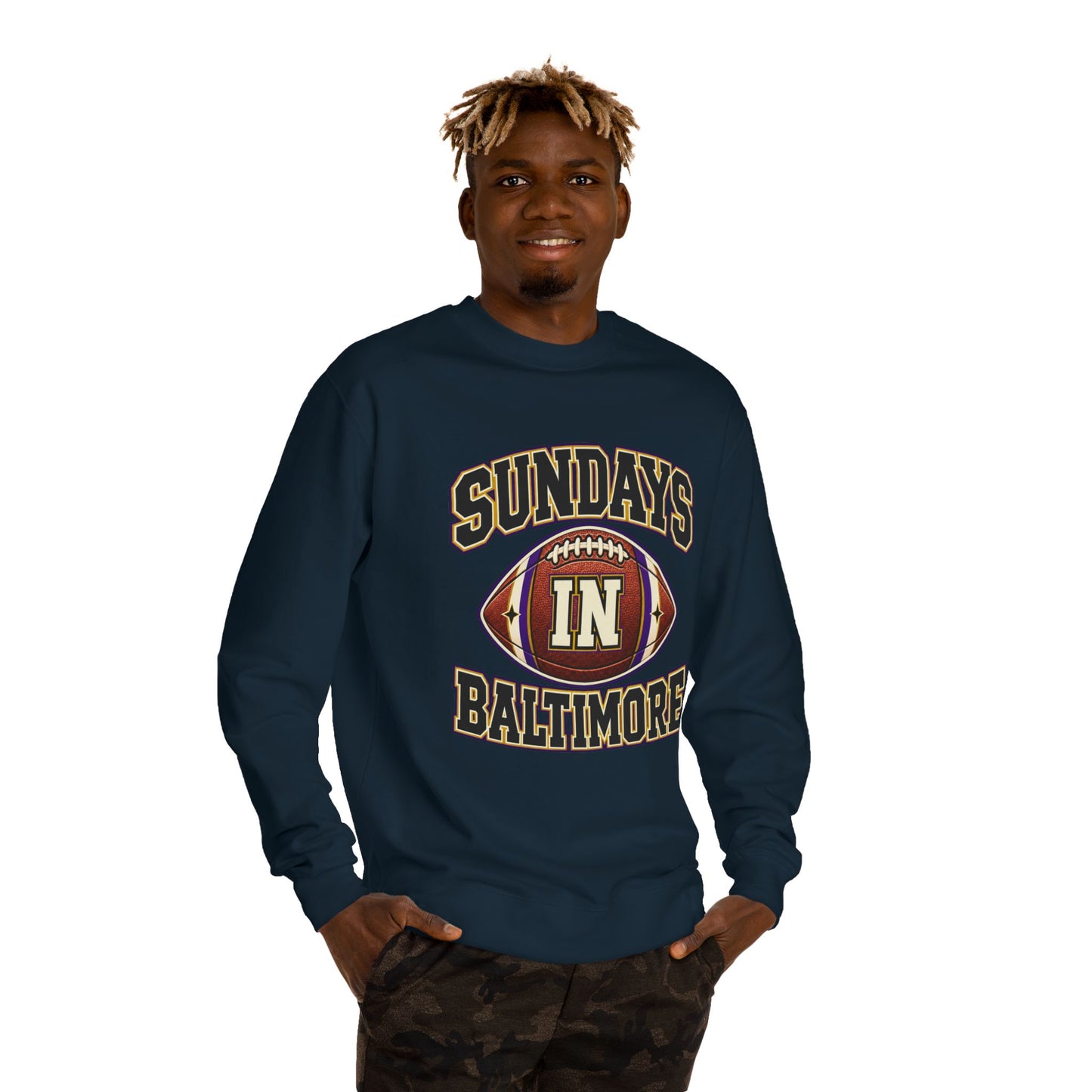 Sundays in Baltimore Football Sweatshirt — Game Day Crewneck for Ravens Fans
