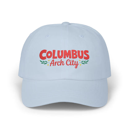 Columbus Arch City Dad Cap — Retro Script Embroidered Baseball Hat