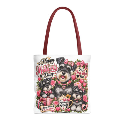 Happy Mother's Day Schnauzer Tote Bag — Best Dog Mom Ever Floral Gift