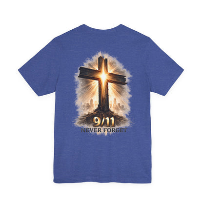 9/11 Never Forget T‑Shirt - Cross Memorial Tee