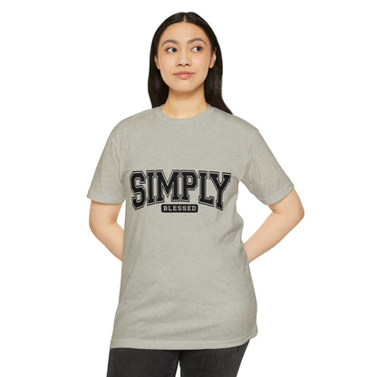 Simply Blessed T-Shirt — Vintage Collegiate Script Faith Tee