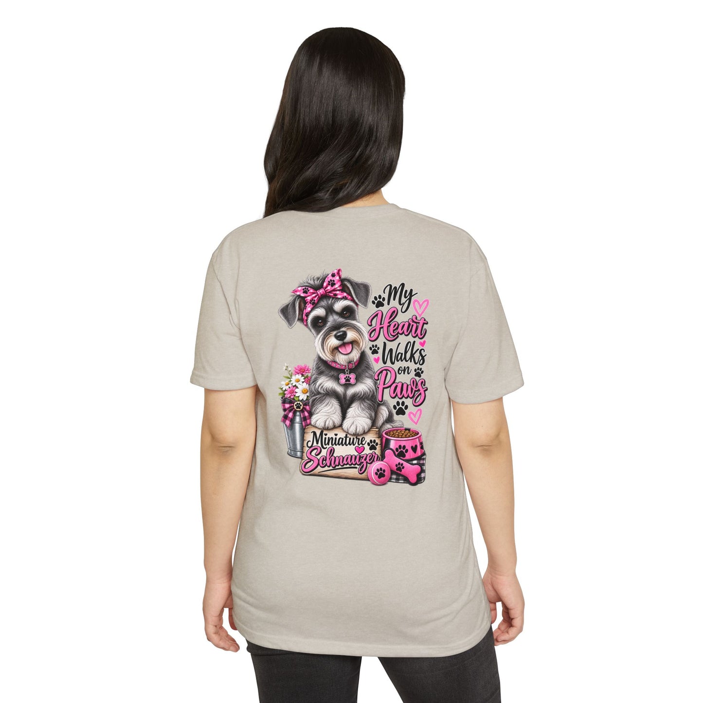 Miniature Schnauzer T-Shirt - "My Heart Walks on Paws" Cute Dog Tee