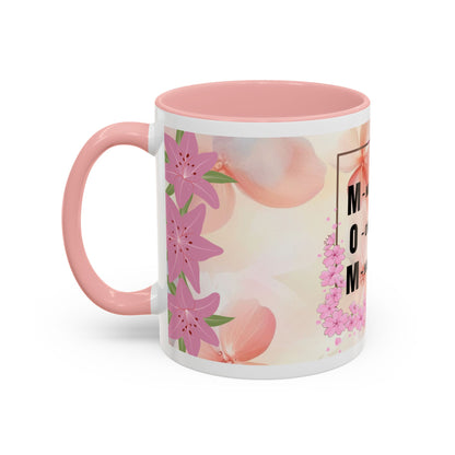 Mom Acronym Coffee Mug — "MOM: Magical • One-of-a-Kind • Motivator" Floral Accent