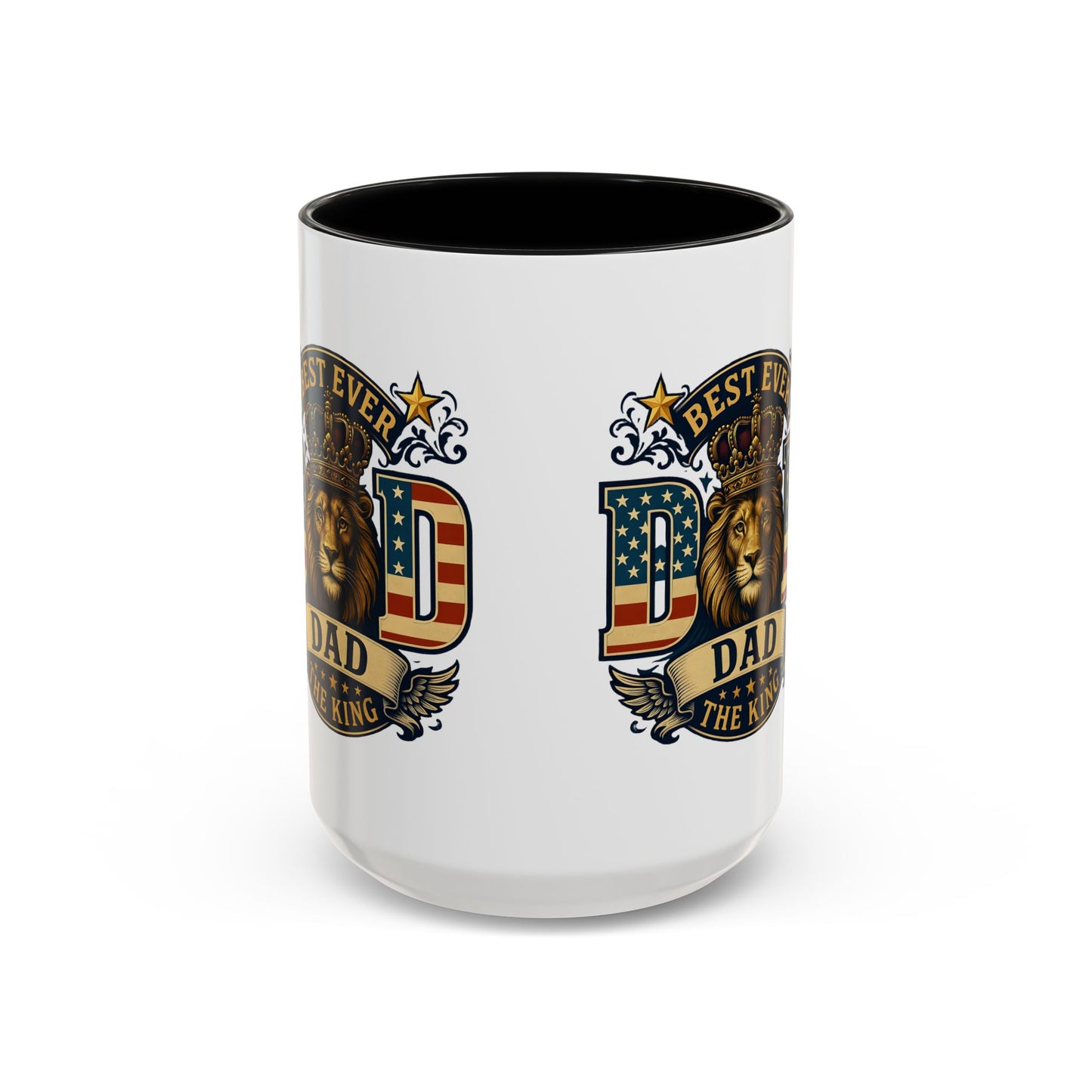 Best Ever Dad Coffee Mug — 'Dad the King' Lion Accent Mug (11/15oz)