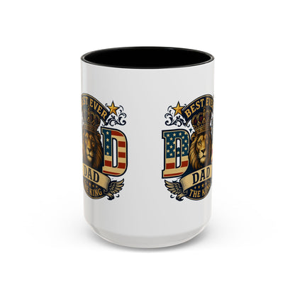 Best Ever Dad Coffee Mug — 'Dad the King' Lion Accent Mug (11/15oz)