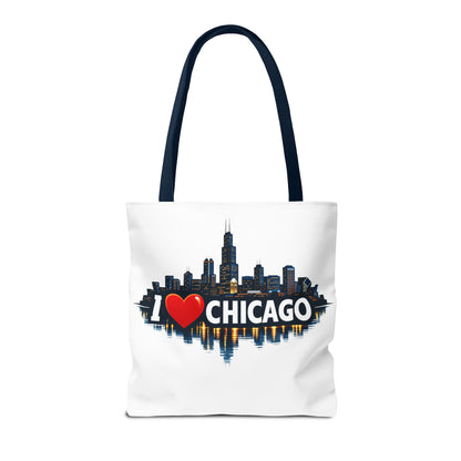 I  Chicago Skyline Tote Bag — Cityscape Reversible All-Over Print Tote
