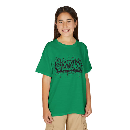 Youth T-Shirt — 'SixxSeven' Black Graffiti Drip Streetwear Tee