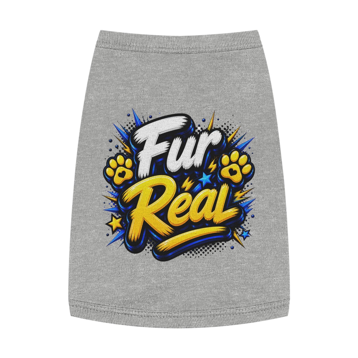 Pet Tank Top - "Fur Real" Graphic Dog & Cat Shirt, Funny Paw Print Pet Tee for Small Dogs & Cats