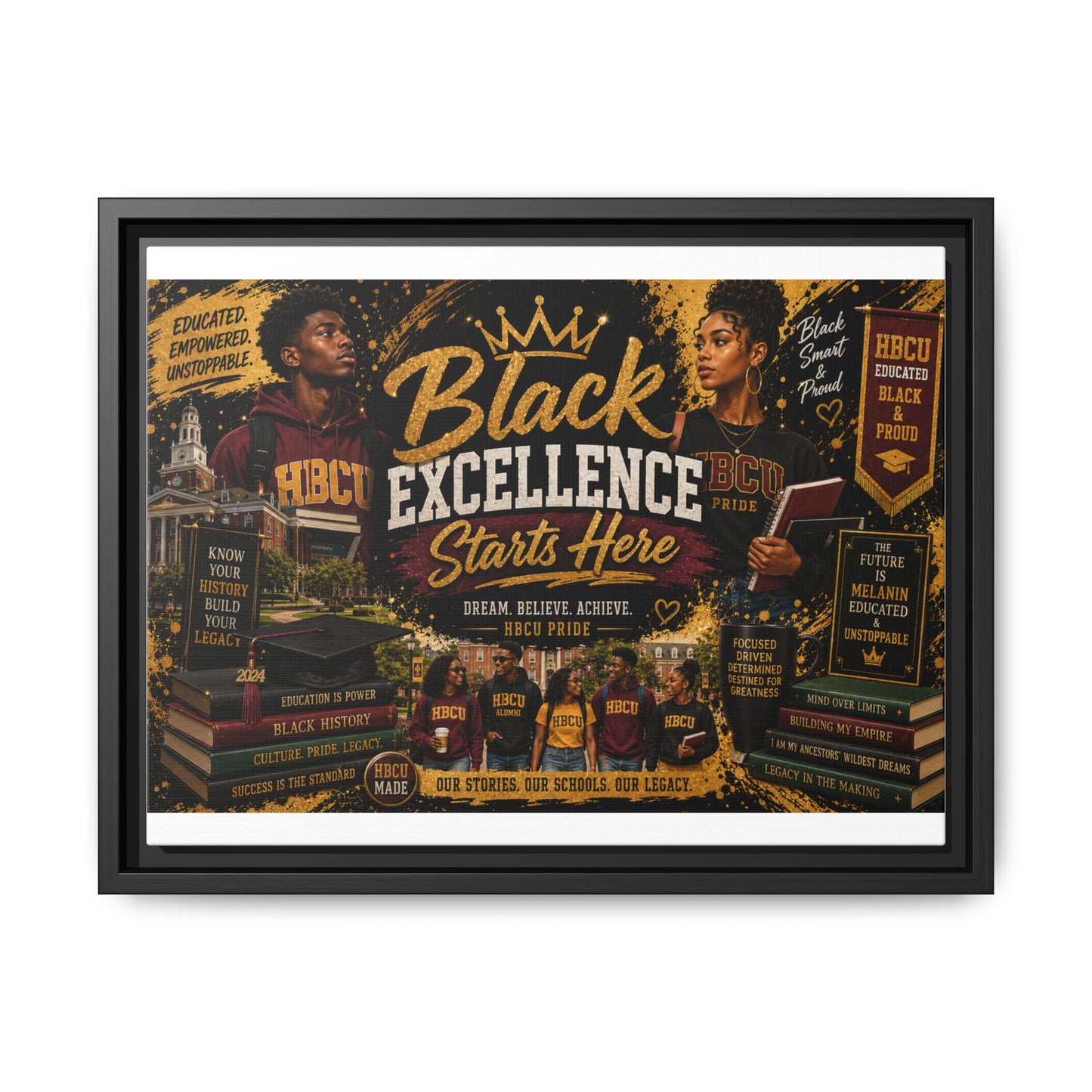 Black Excellence Starts Here Framed Canvas