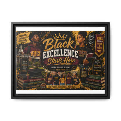 Black Excellence Starts Here Framed Canvas