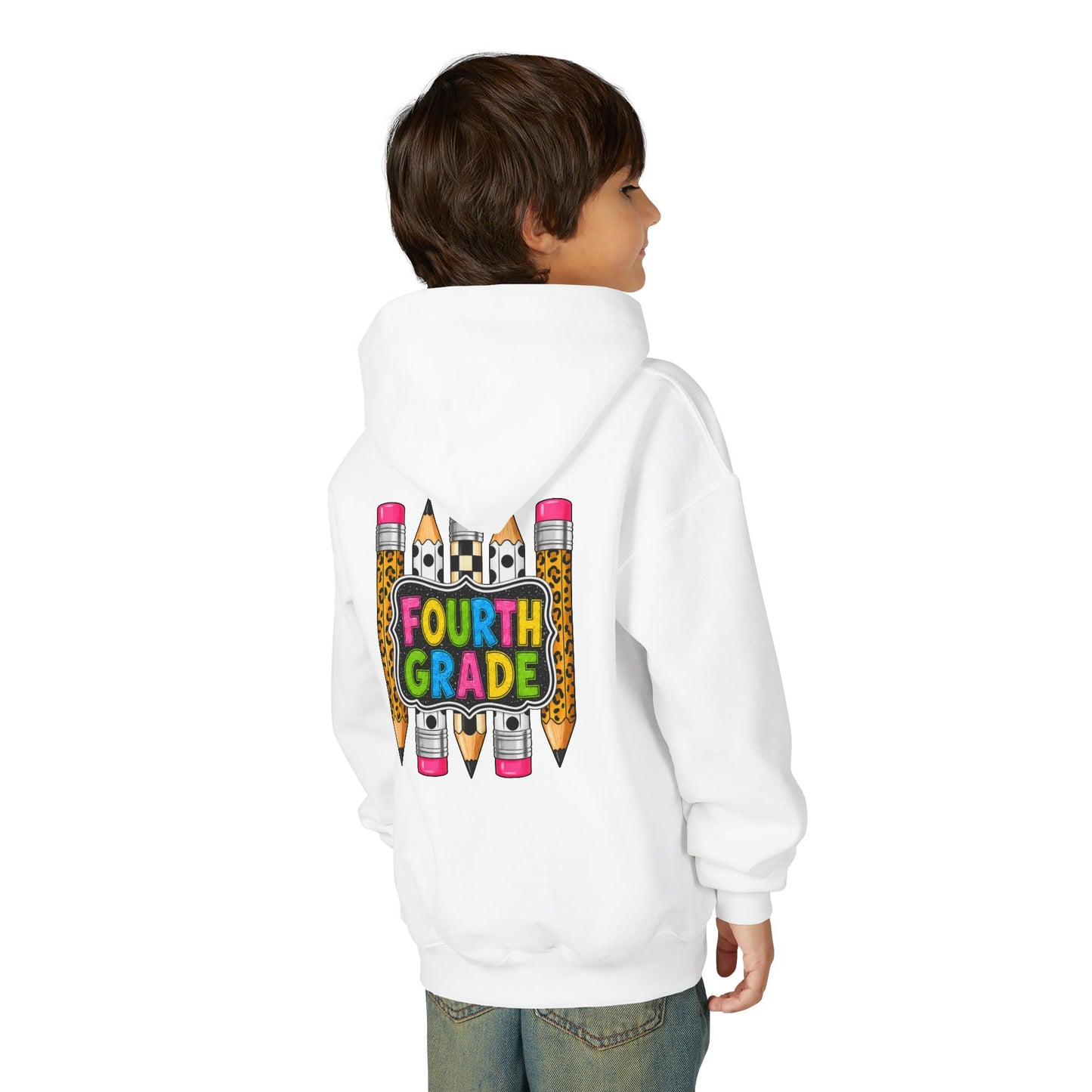 Fourth Grade Kids Hoodie — Colorful Pencil School Sweatshirt