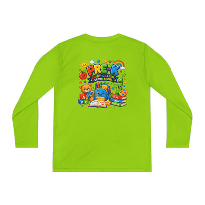 PRE-K Kids Long Sleeve Tee — Back-to-School Preschool Shirt ("Ready to Learn, Grow & Shine")