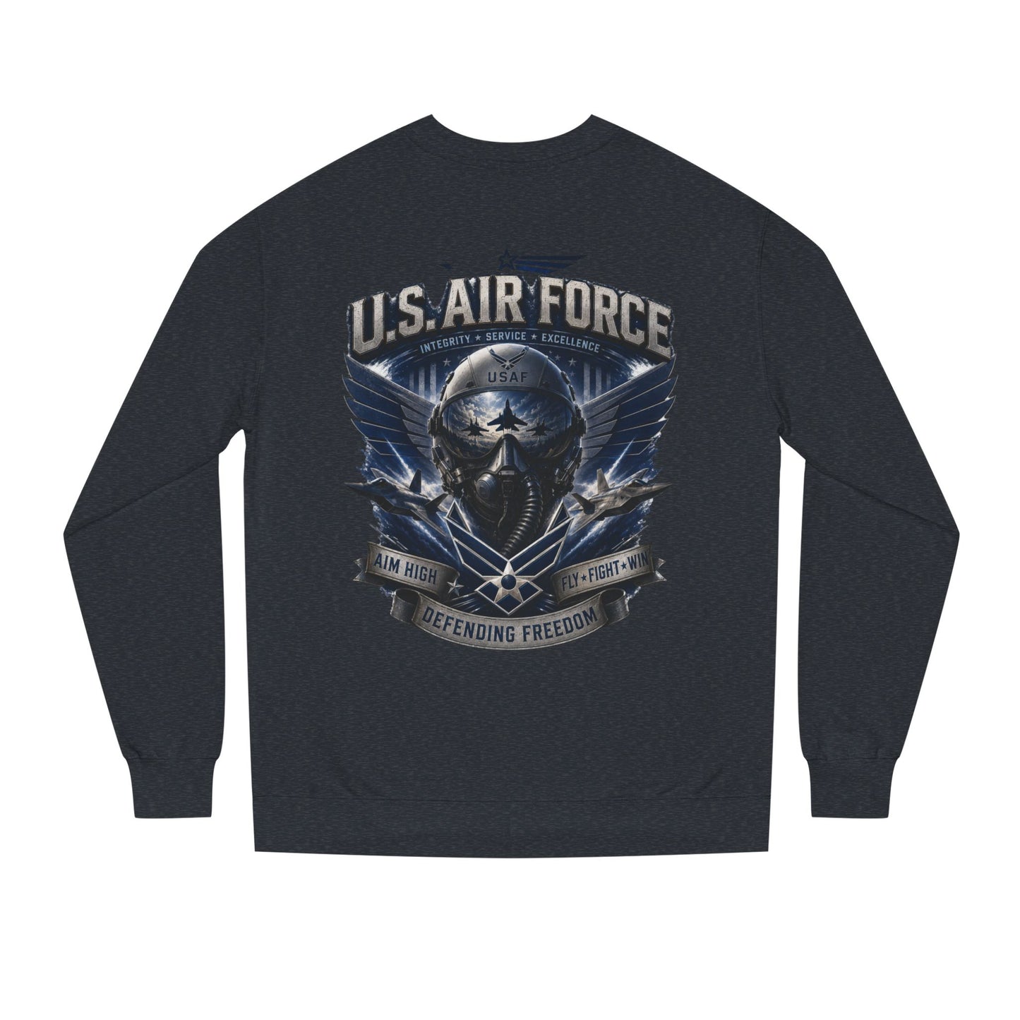 U.S. Air Force Crewneck Sweatshirt — Tactical Skull Wings "Defending Freedom"