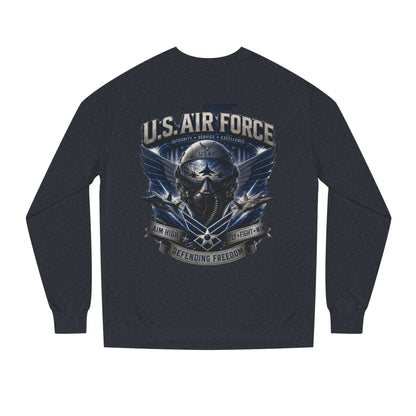 U.S. Air Force Crewneck Sweatshirt — Tactical Skull Wings "Defending Freedom"
