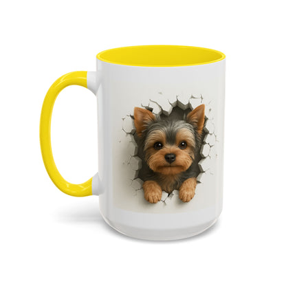 Yorkshire Terrier Peekaboo Coffee Mug – Cute Yorkie Dog Accent Mug (11/15oz)