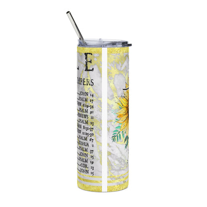 Bible Emergency Numbers Stainless Steel Tumbler 20oz Christian Travel Mug