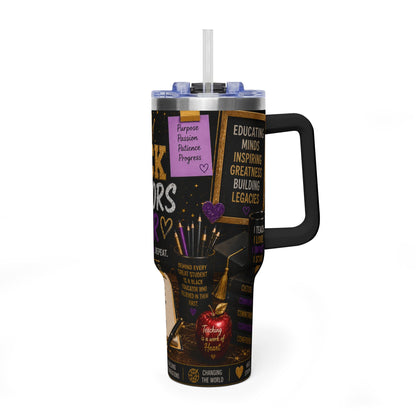 40oz Vacuum Tumbler — "Black Educators Matter" Insulated Travel Mug
