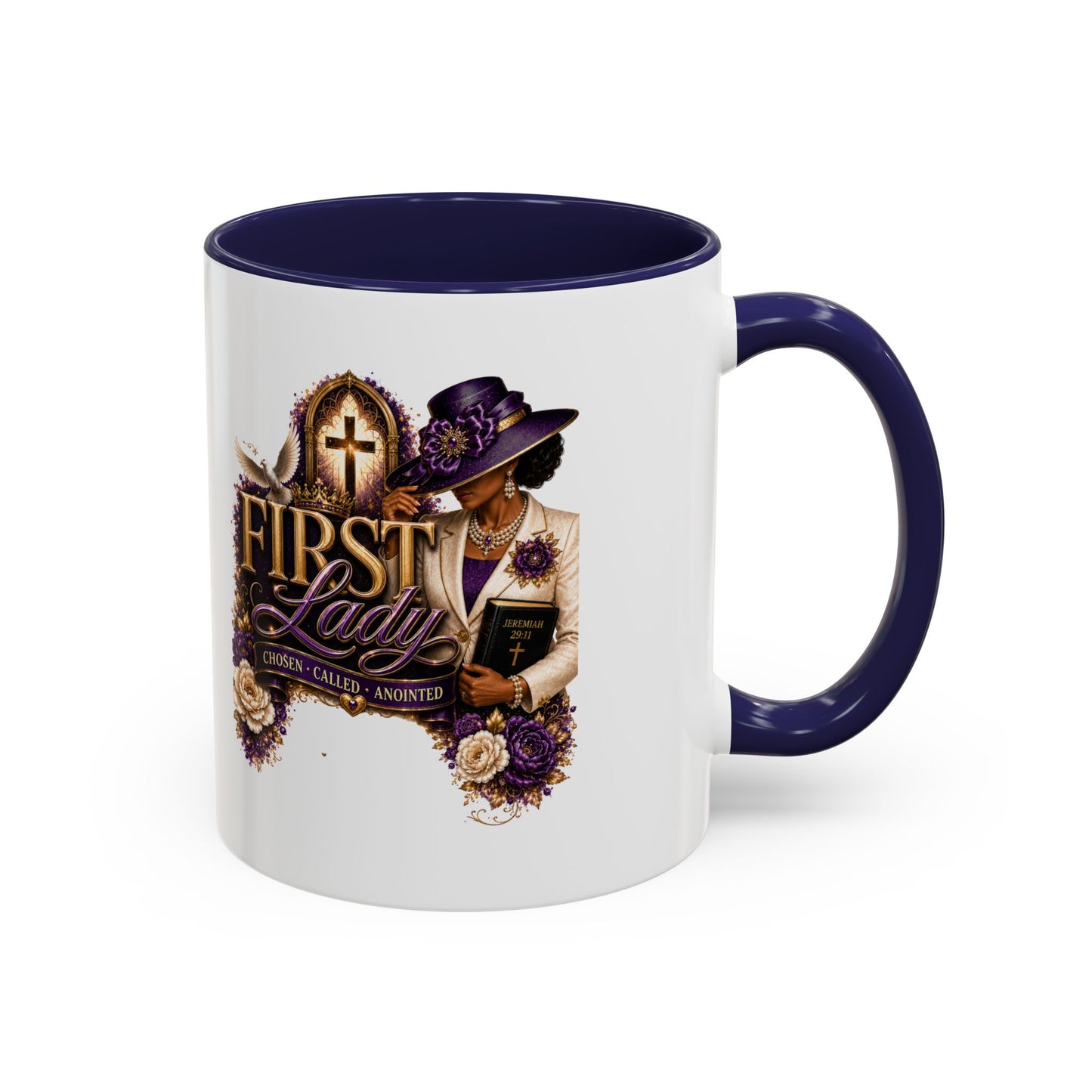 First Lady Church Coffee Mug — Elegant Purple Hat Gospel Tea Cup (11/15oz)