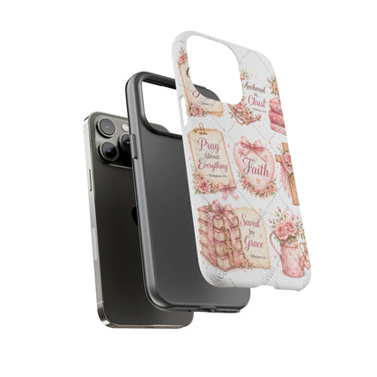 Faith Floral Phone Case – Christian Inspirational Scripture iPhone Cover (Choose Joy, Pray, Faith)