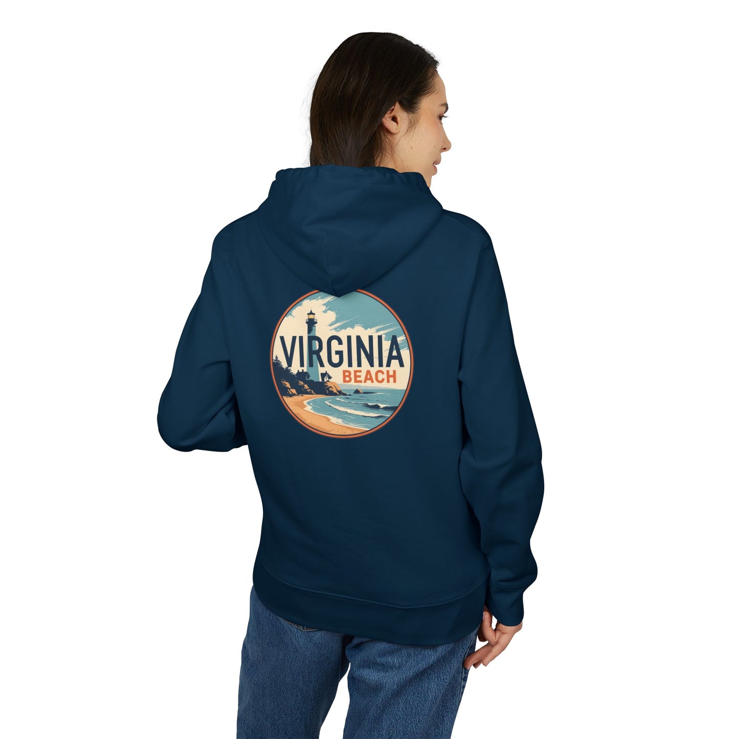 Virginia Beach Vintage Surf Hoodie — Beach Lighthouse Graphic