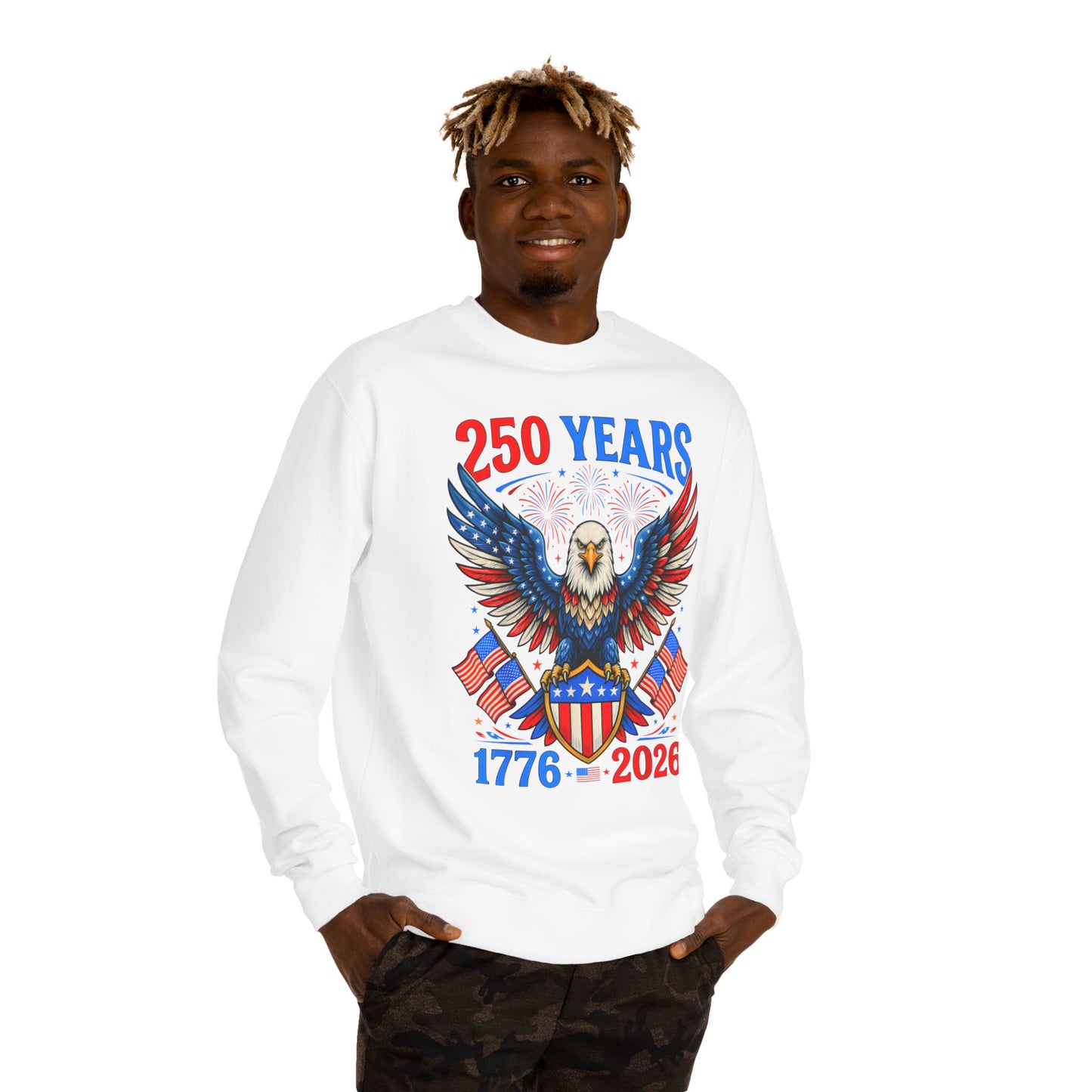 250 Years 1776–2026 Eagle Crewneck Sweatshirt — Patriotic 250th Anniversary