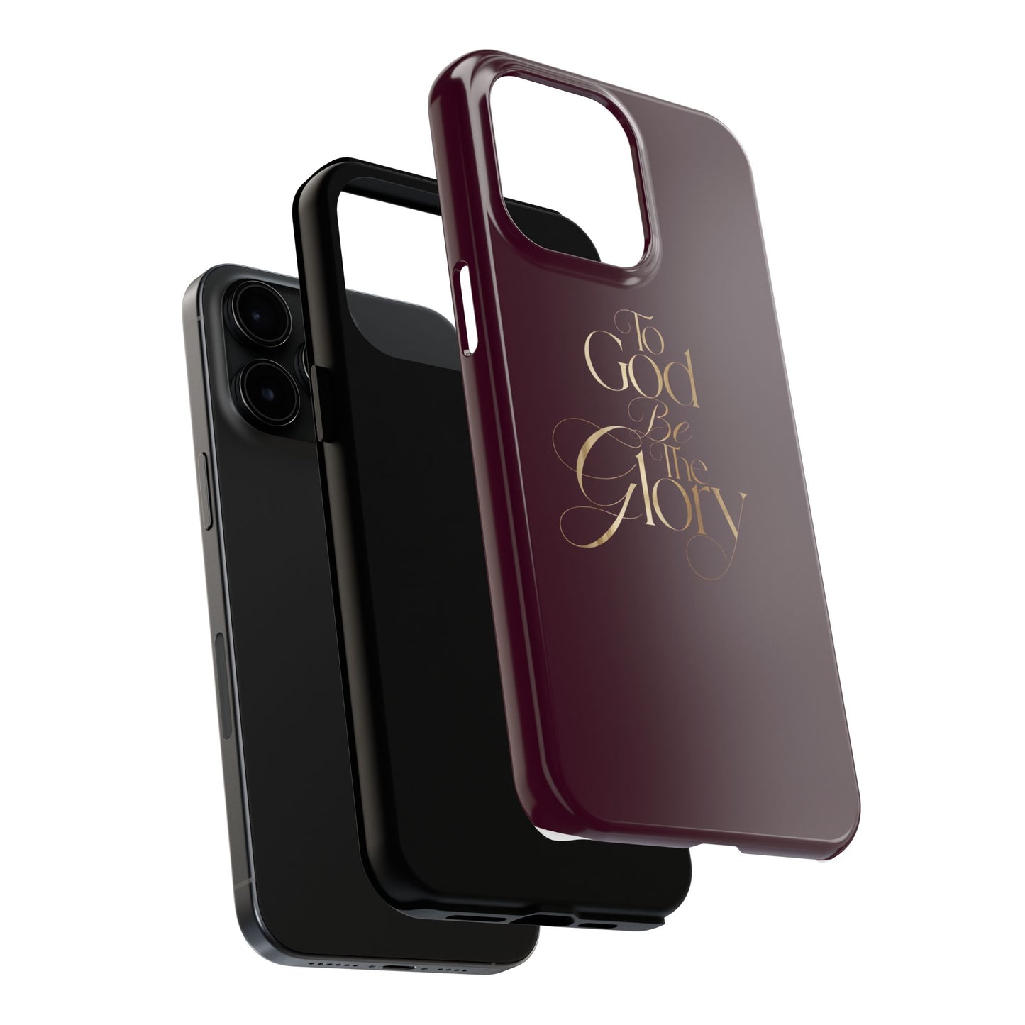 To God Be The Glory Tough Phone Case — Burgundy Gold Christian Scripture Cover