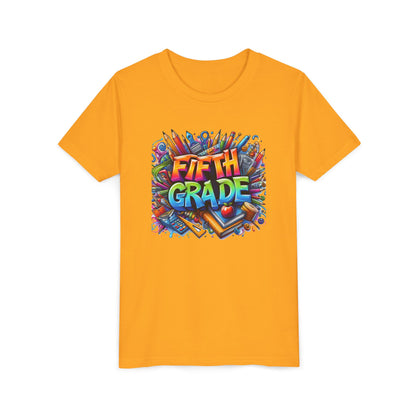 Fifth Grade Kid's Tee - Colorful School Supplies Back to School T-Shirt