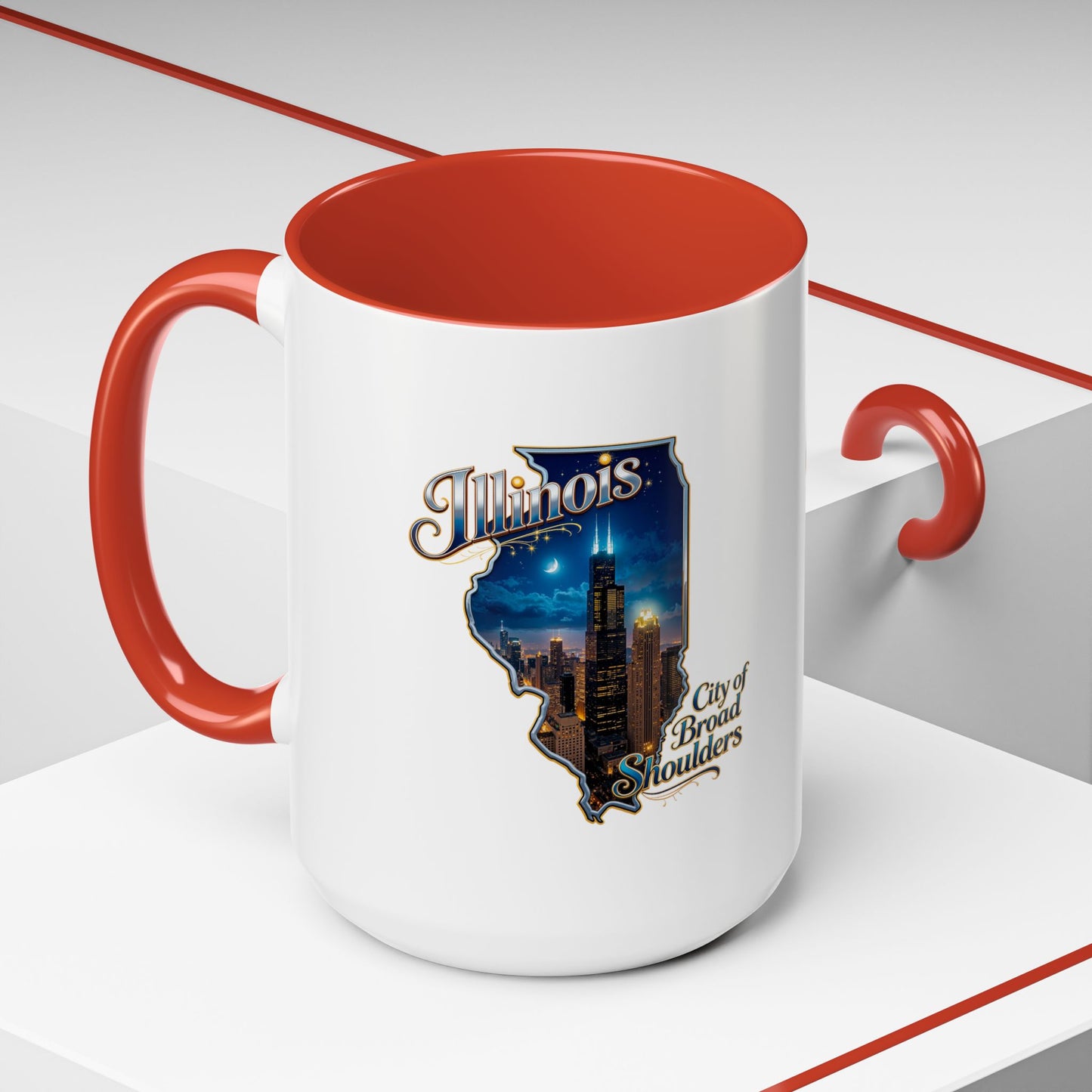 Illinois Skyline Accent Coffee Mug – City of Broad Shoulders Chicago Design (11/15oz)