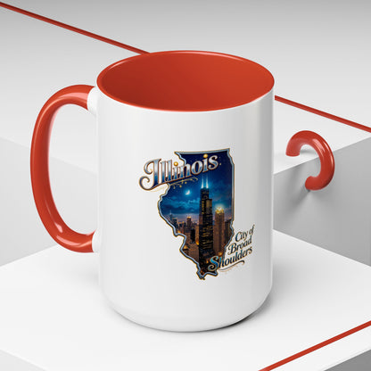 Illinois Skyline Accent Coffee Mug – City of Broad Shoulders Chicago Design (11/15oz)