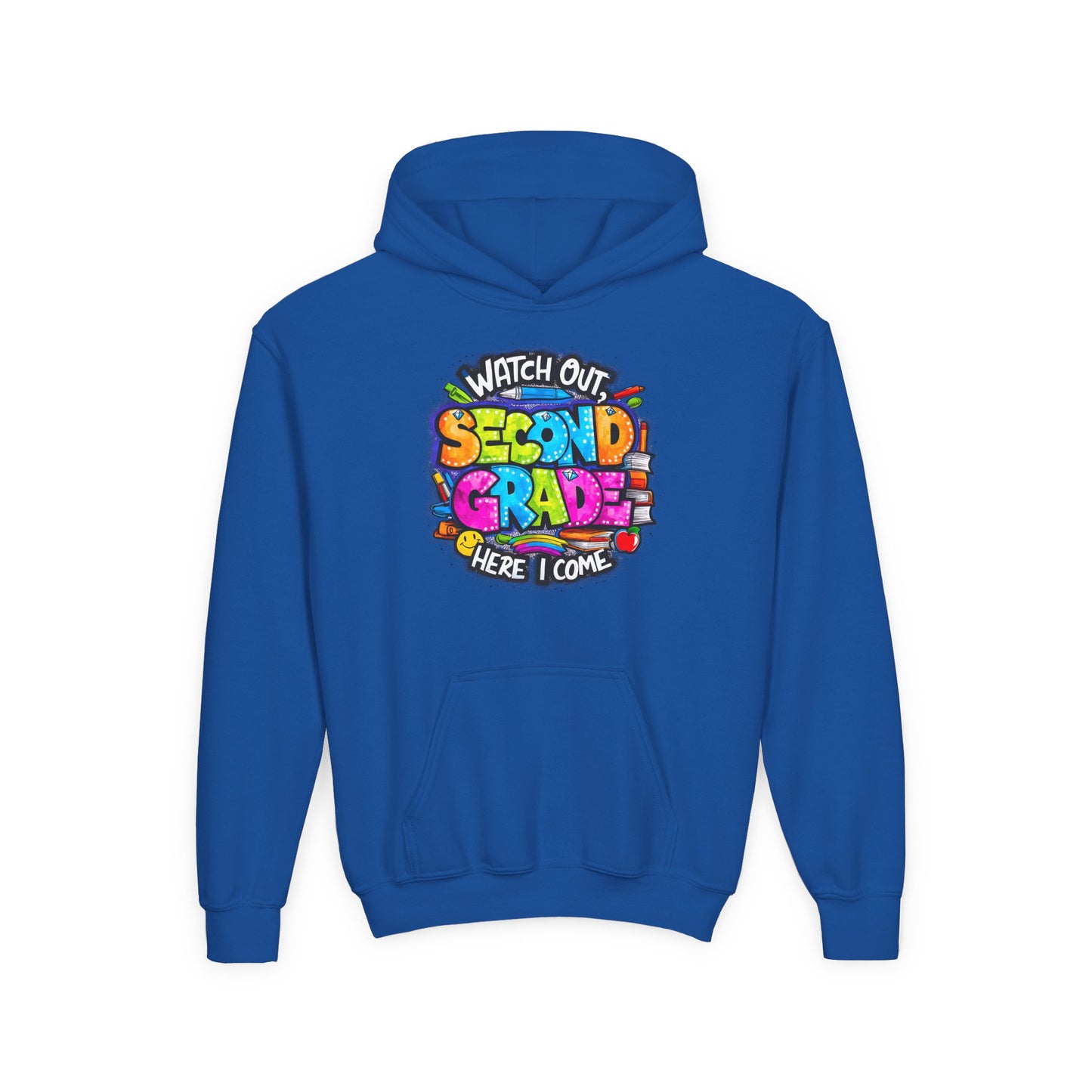Second Grade Kids' Hoodie - "Watch Out Second Grade Here I Come" Back-to-School Sweatshirt