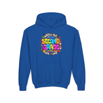 Second Grade Kids' Hoodie - "Watch Out Second Grade Here I Come" Back-to-School Sweatshirt