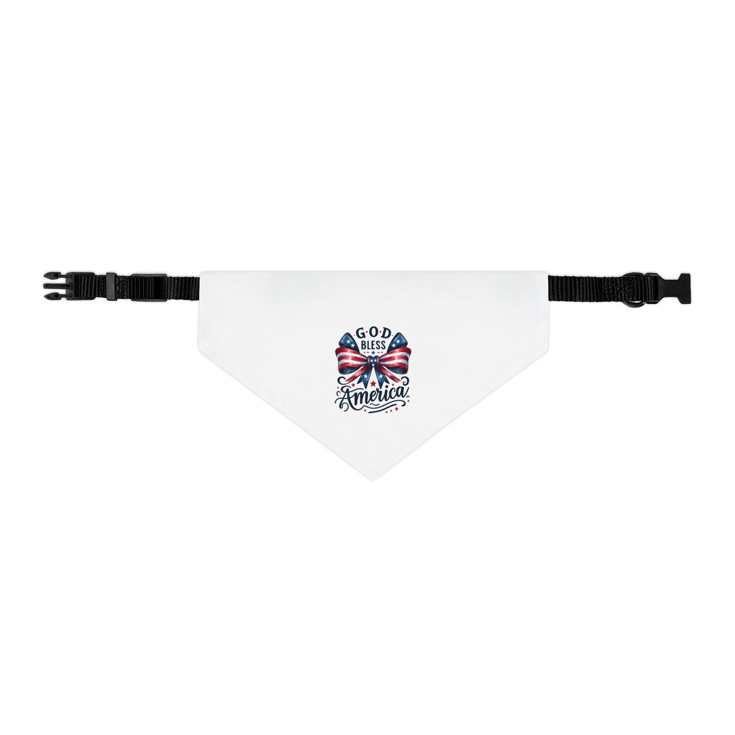 Patriotic Pet Bandana Collar - "God Bless America" Flag Bow Design