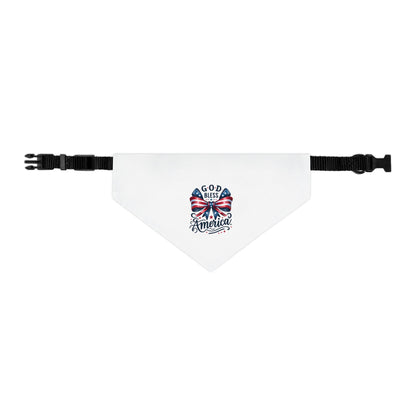 Patriotic Pet Bandana Collar - "God Bless America" Flag Bow Design