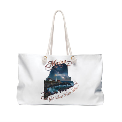 Maine Lighthouse Weekender Bag – 'Can Get There From Here' Coastal Travel Tote