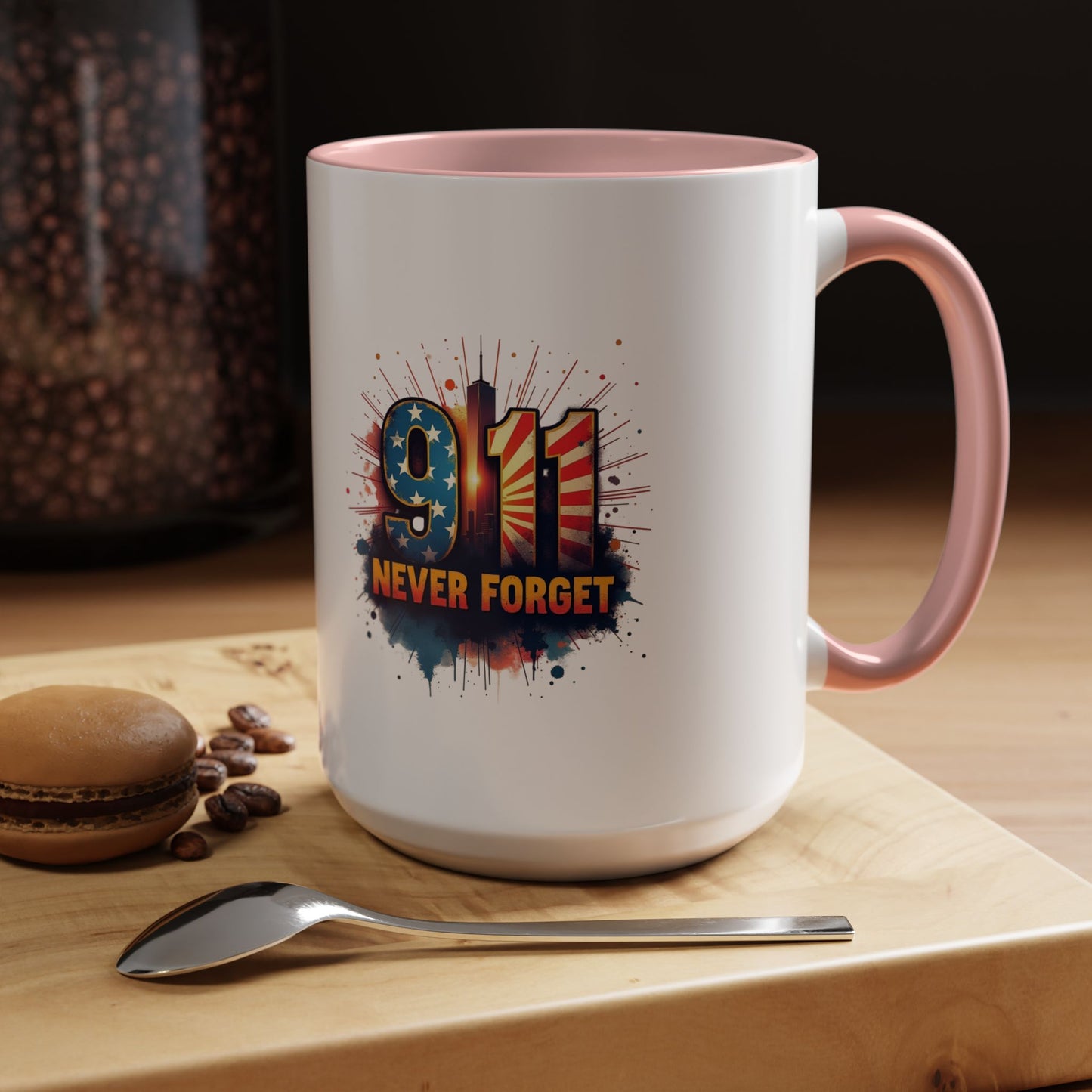 9/11 Never Forget Coffee Mug — Patriotic Memorial Accent Mug