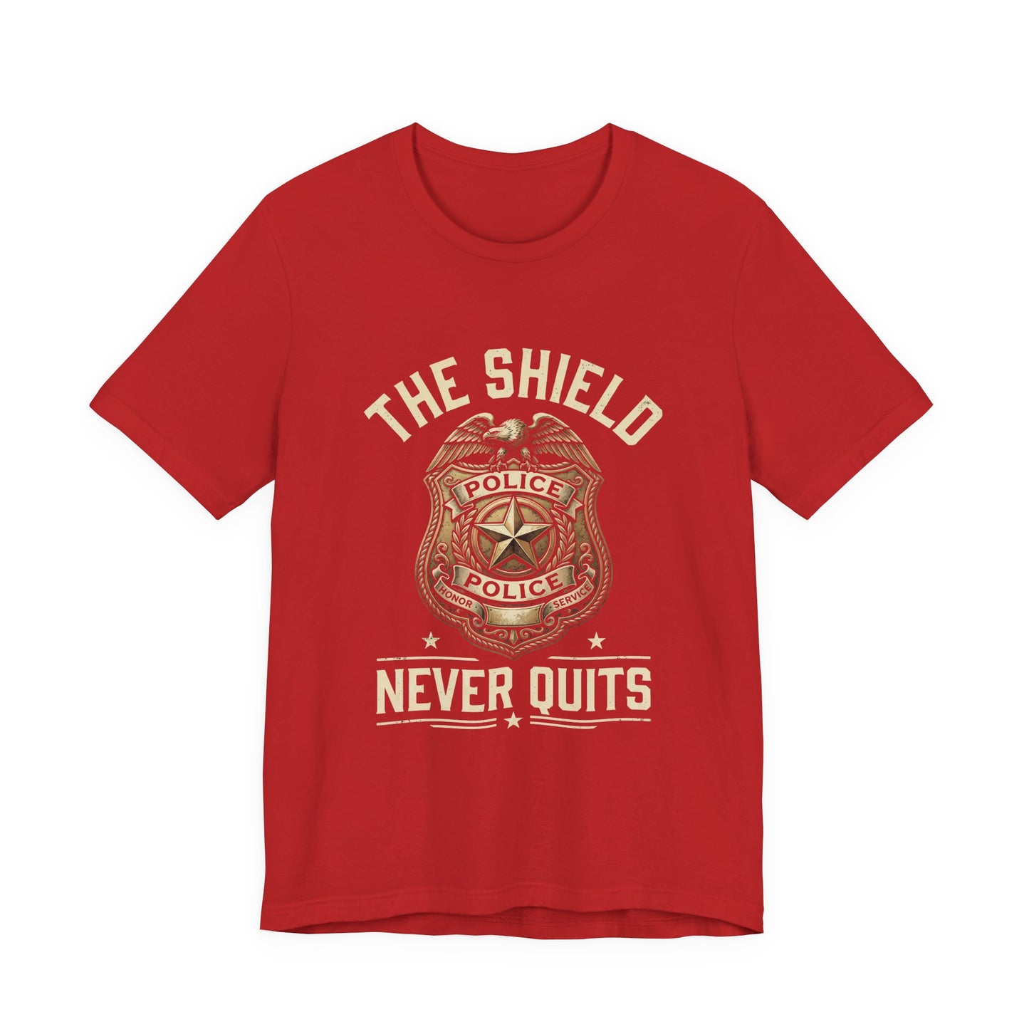 Police Badge T-Shirt — "The Shield Never Quits" Support Tee